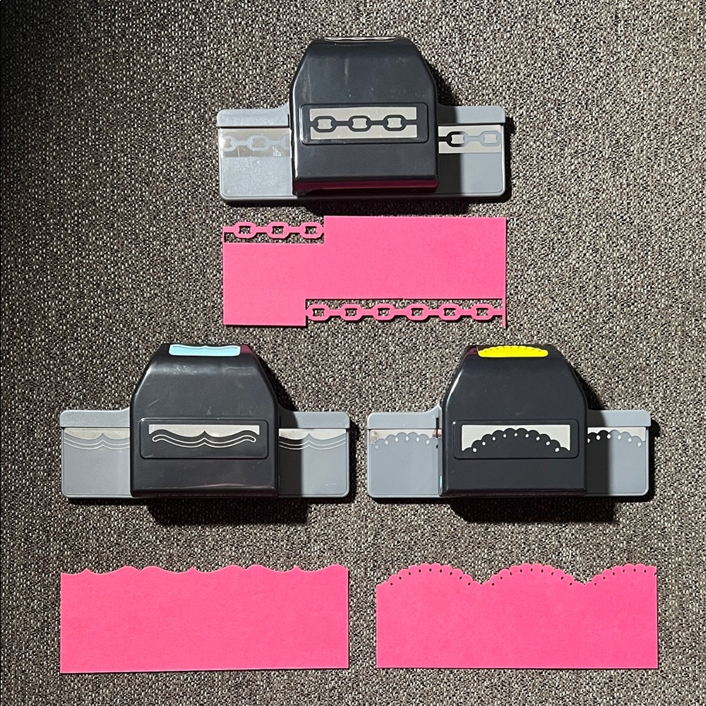 EK Success Border Punchs Bundle of 3 Chain, Wavy Scallop and Dotted Scallop